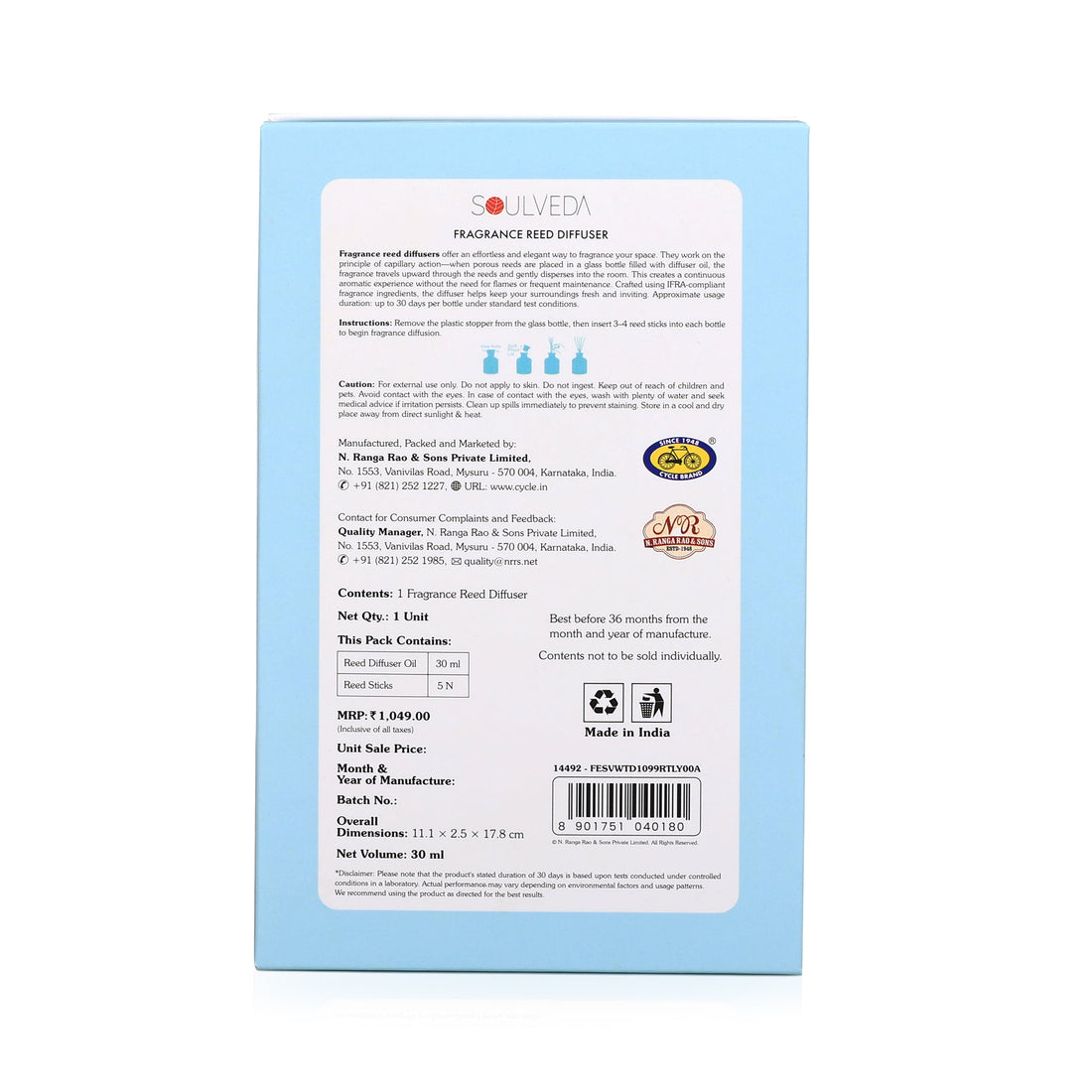 Ocean Dreams Aroma Reed Diffuser – Water Edition | 45 ml, 4 N Reed Sticks