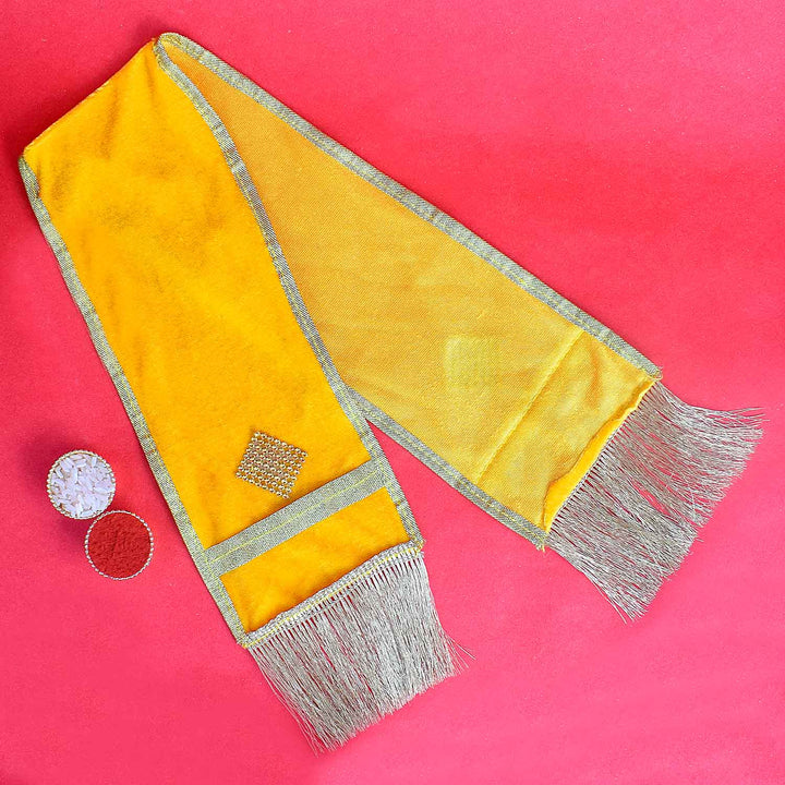 Traditional Yellow Angvastra/Patka/Duppata β 22-inch devotional cloth in classic yellow, perfect for puja, temple rituals, and spiritual attire. Indiaβs Largest Pooja Accessories Brand β www.satvikstore.in
