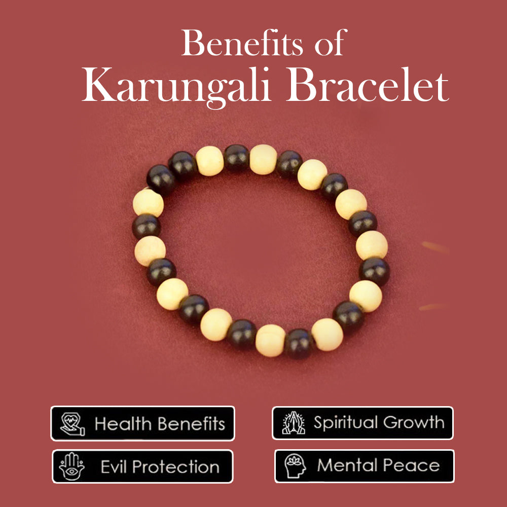 Govt. Certified Karungali/Ebony & White Sandalwood Beads Bracelet
