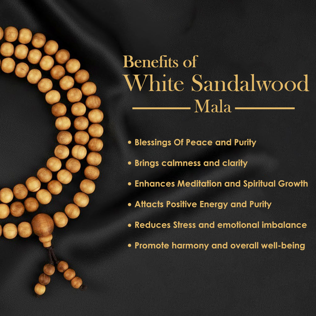 Certified 100% Original Authentic Mysore White Sandalwood (Chandan) Jap Mala