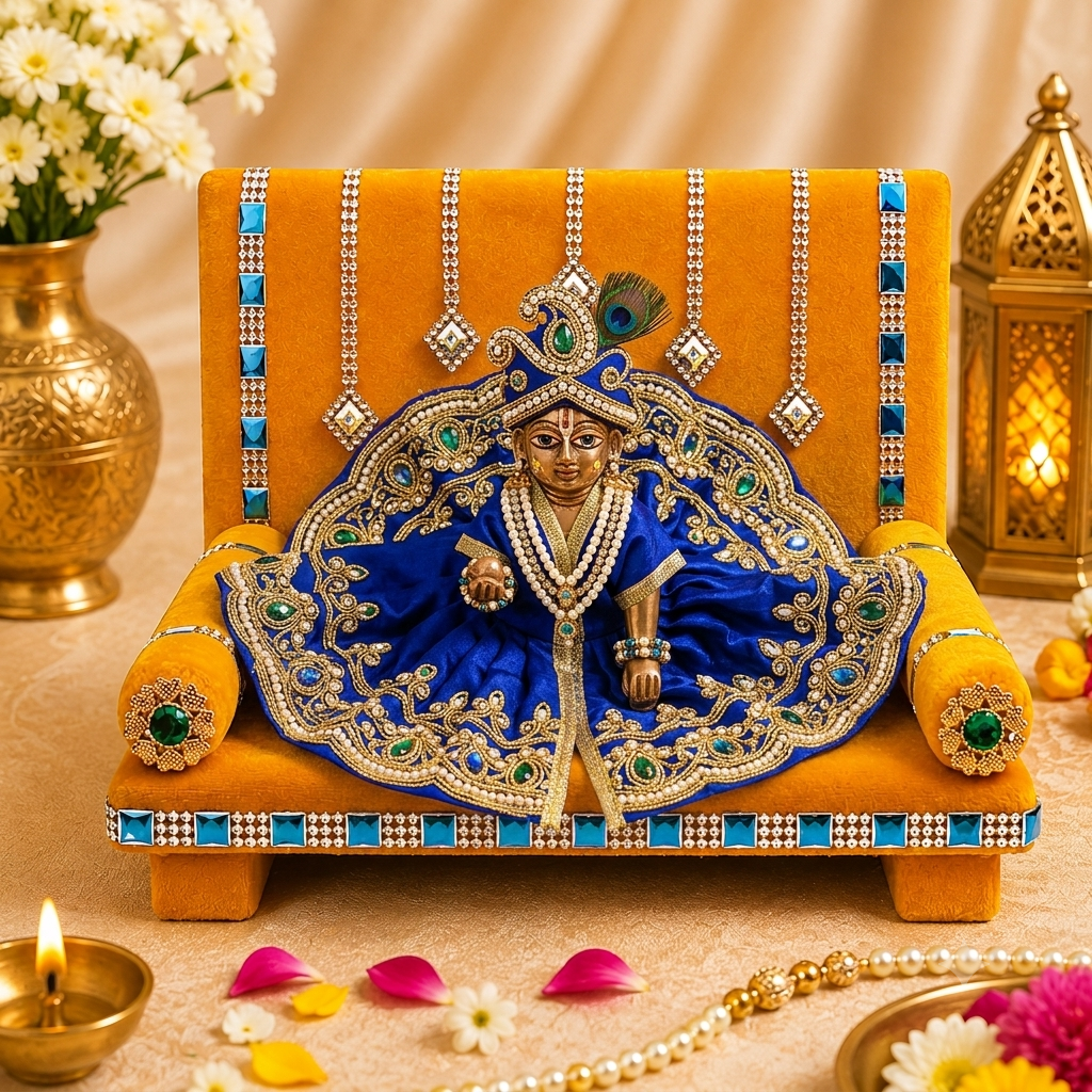 Serenading Laddu Gopal: Velvet Singhasan Large
