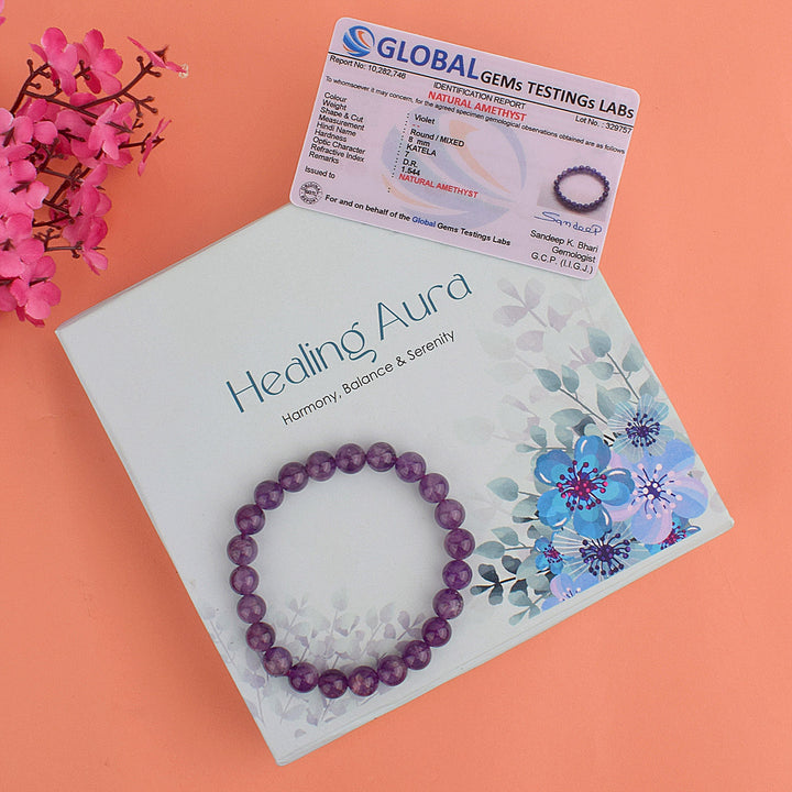 Authentic Amethyst Crystal Bracelet for Reiki Healing β 8 MM Beads for Spiritual Calm, Intuition, and Inner Peace. Indiaβs Largest Pooja Accessories Brand β www.satvikstore.in