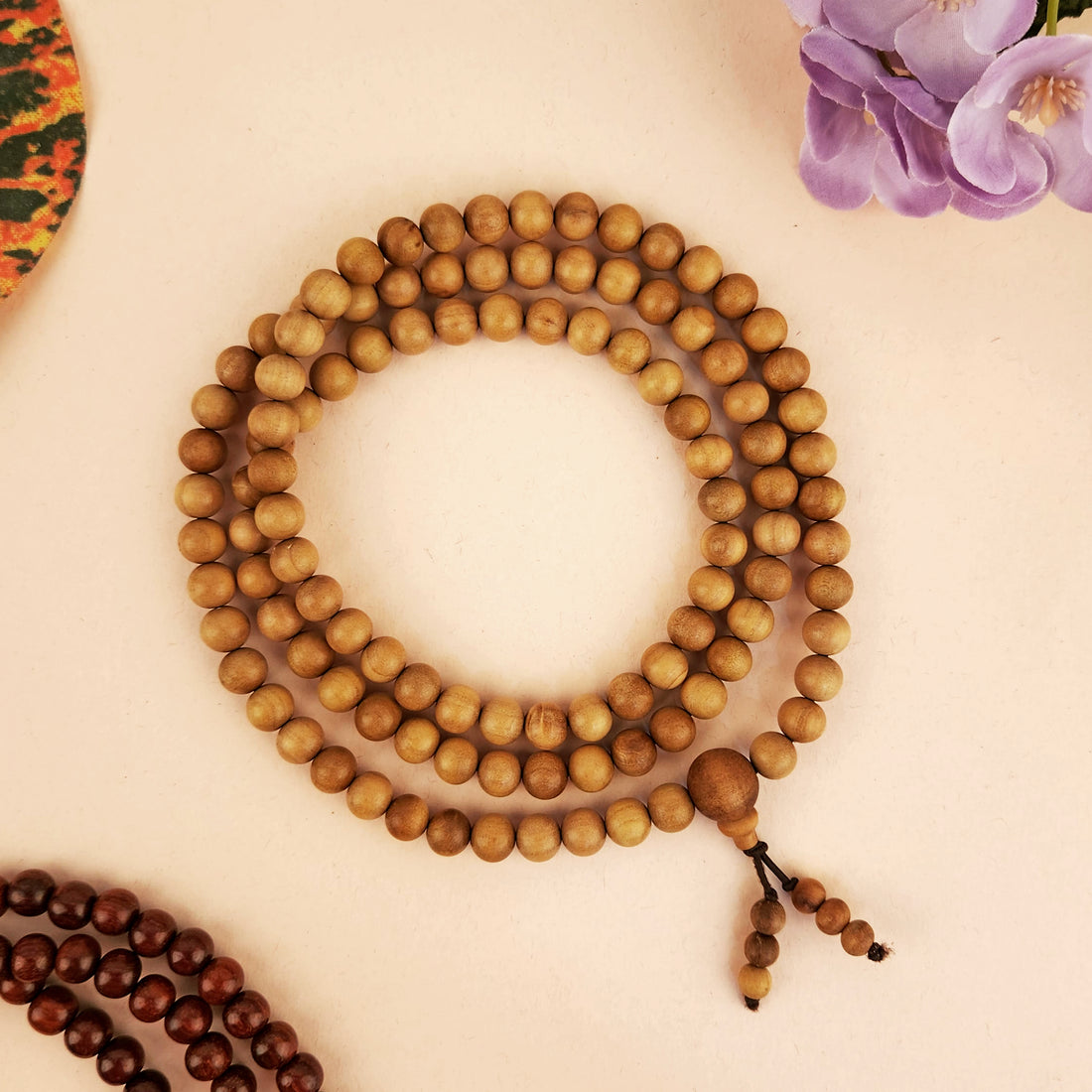Certified 12mm 100% Original Authentic Mysore White Sandalwood (Chandan) Jap Mala