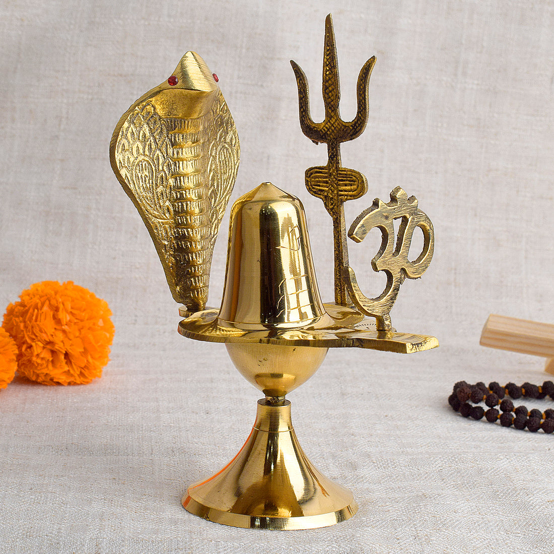 Charming Pure Brass Shivling (16cm)