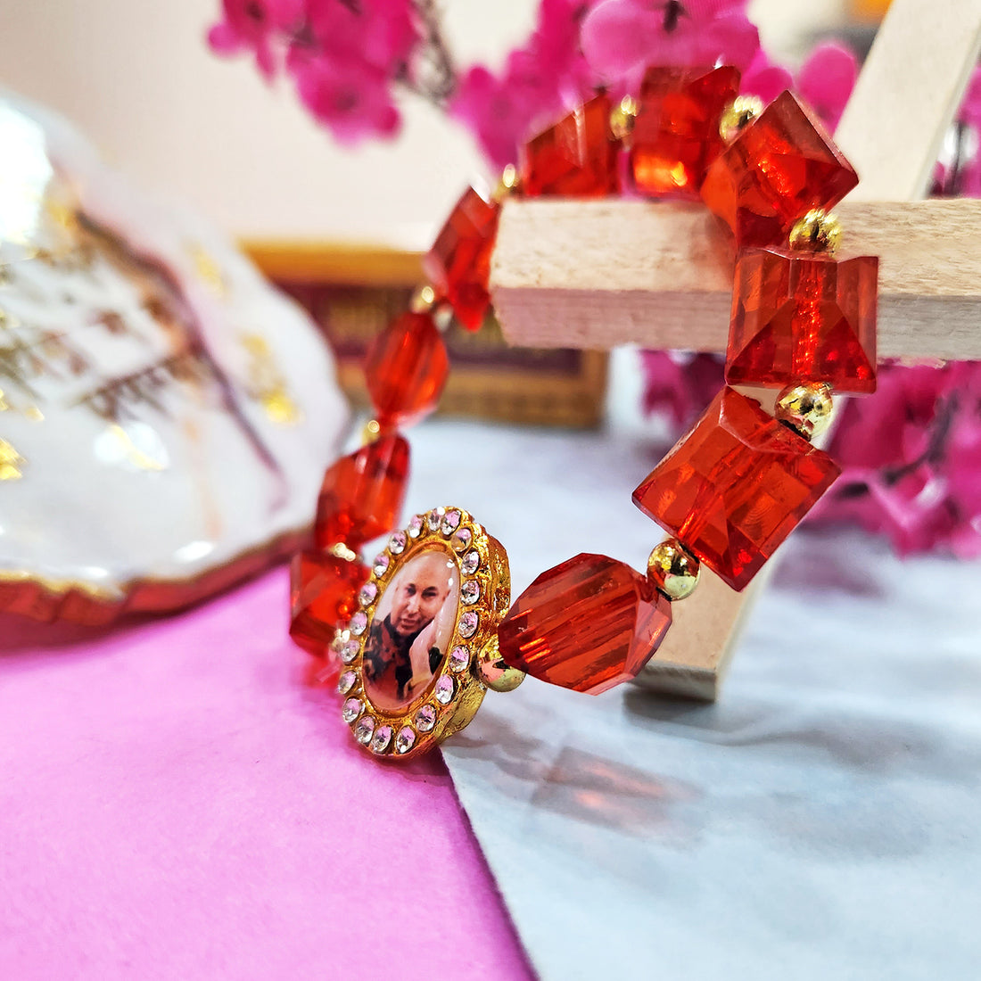 Red Beaded Guru Ji Maharaj Handmade Bracelets for Men and Women