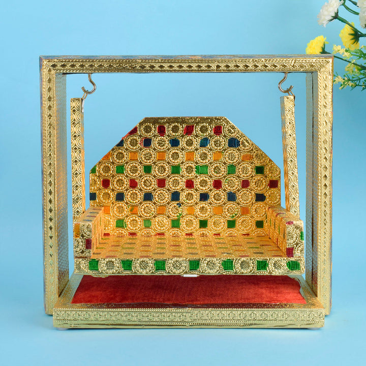 Elegant Wooden Meenakari Laddu Gopal Jhula – India’s Largest Pooja Accessories Brand – www.satvikstore.in