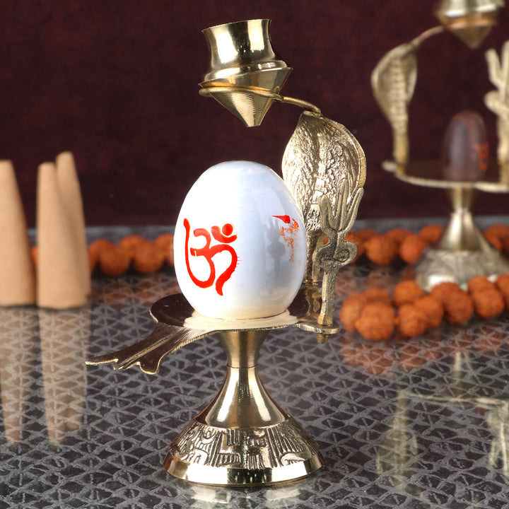 Mahadev White Stone Shivling with Trishul & Abhishek Patra – India’s Largest Pooja Accessories Brand – www.satvikstore.in