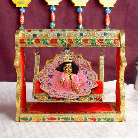 Ornate Meenakari Jhula β Singhasan Style Velvet Cradle for Laddu Gopal β Indiaβs Largest Pooja Accessories Brand β www.satvikstore.in