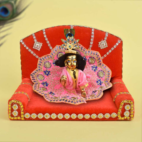Royal Throne β Red Velvet Laddu Gopal Singhasan with Silver Detailing β Indiaβs Largest Pooja Accessories Brand β www.satvikstore.in