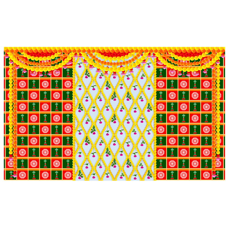 Beautiful Printed Flower Design Backdrop Cloth for Pooja Decoration