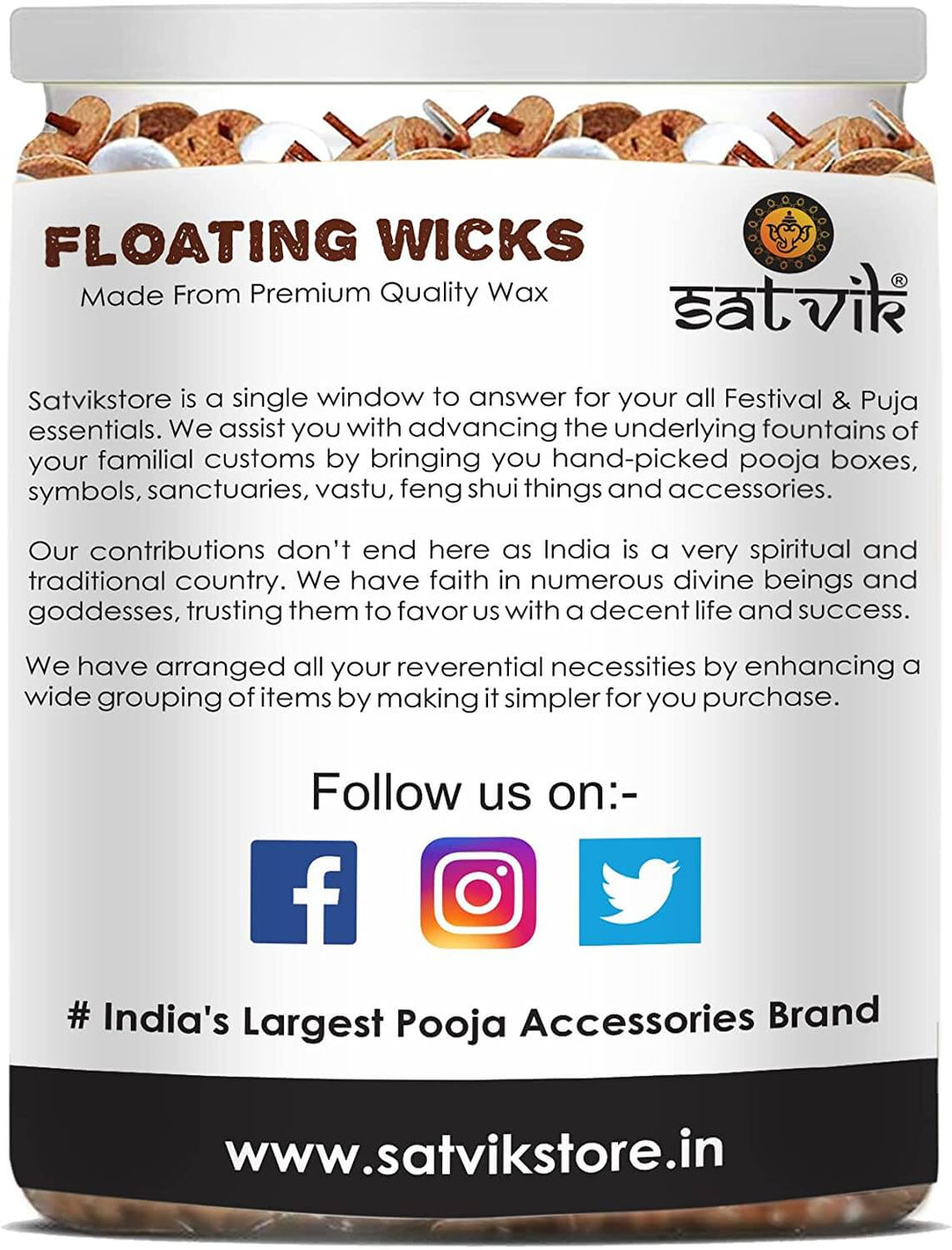 SATVIK 225 Pc Round Floating Wicks for Oil Cups with Cork Disc Holders