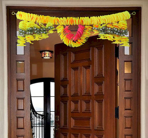 Beautiful artificial flower bandarwal for door decoration featuring a vibrant floral toran (Design 2) with colorful blooms, perfect for enhancing entrances during festivals and weddings. Indiaβs Largest Pooja Accessories Brand β www.satvikstore.in