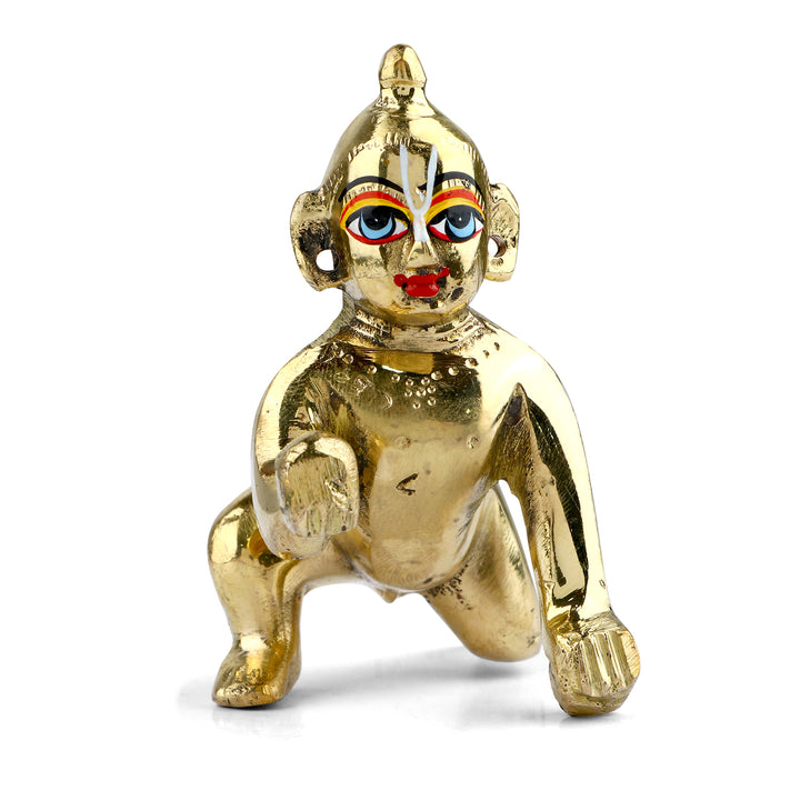 Brass Bal Gopal/Laddu Gopal Idol – Available in Sizes 0 to 6, Ideal for Home Temple, Janmashtami Celebrations, and Devotional Decor. No.1 Brass Idol Store www.satvikstore.in