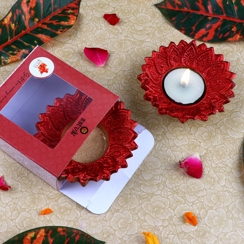 Designer Multicolor Floral Chakra Metal Diya β A beautifully designed metal diya with a floral chakra pattern, featuring vibrant multicolor accents. Indiaβs Largest Pooja Accessories Brand β www.satvikstore.in
