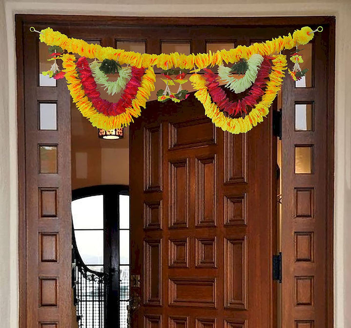Elegant Artificial Flower Bandarwal for Door Decoration (Design-10), featuring vibrant artificial flowers and intricate design, perfect for enhancing the entrance during festive occasions and traditional celebrations. India’s Largest Pooja Accessories Brand – www.satvikstore.in
