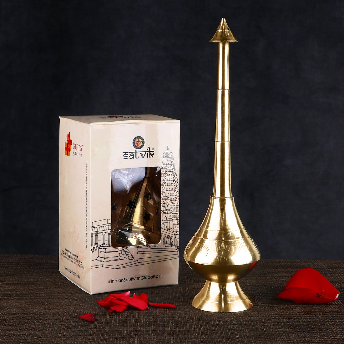 Gulab Pash (Holy Water Sprinkler), traditionally crafted vessel used for sprinkling rose water or holy water during pooja, havan, and spiritual rituals.
India’s Largest Pooja Accessories Brand – www.satvikstore.in