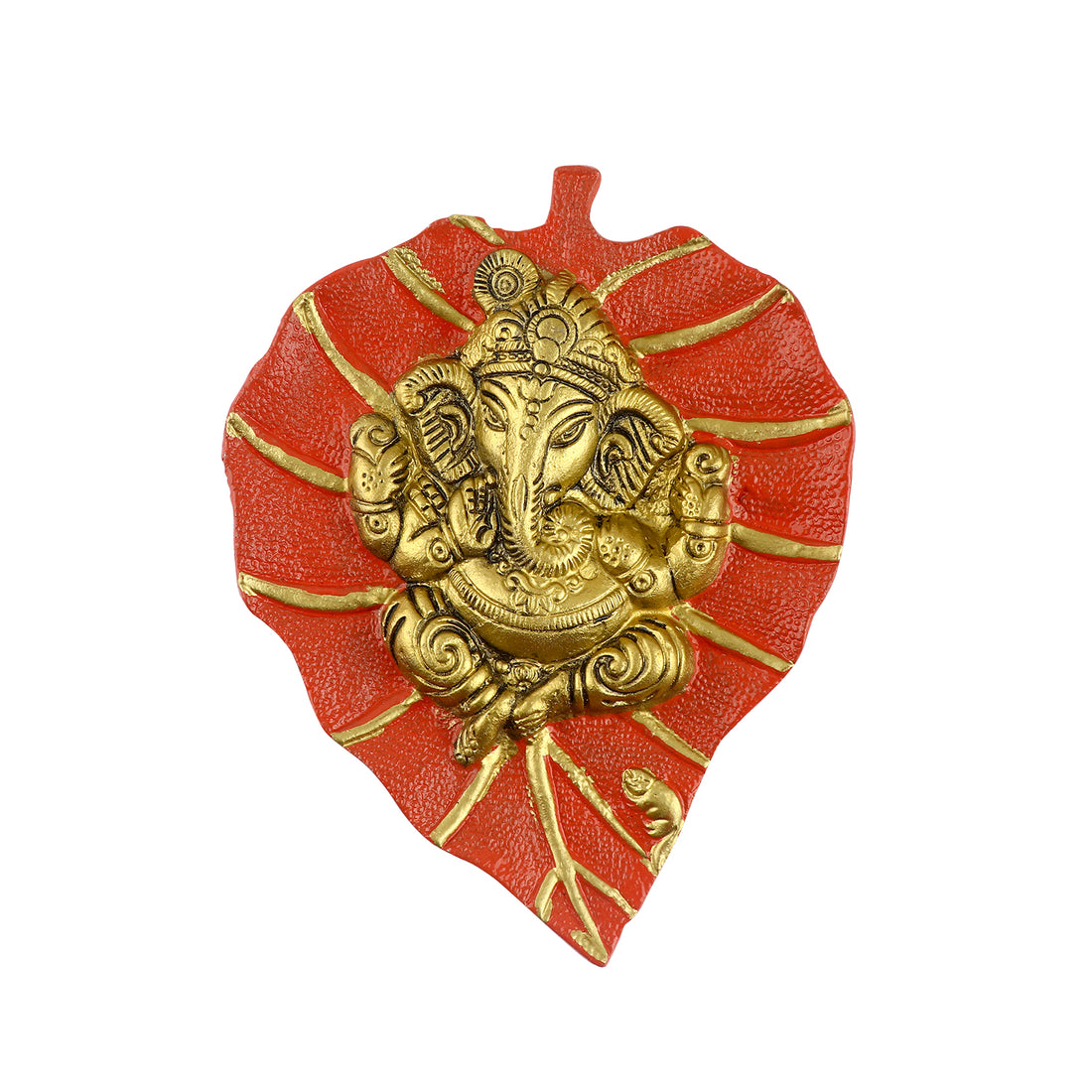 1 pc Lord Ganesh on Leaf Patta Wall Hanging White