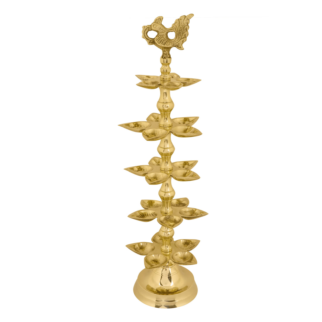 Brass 5 Step Panchmukhi Peacock Kerala Diya