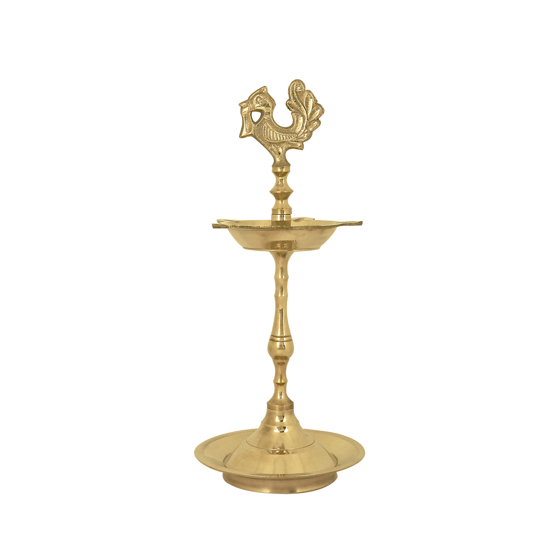 8 Inch Brass Peacock Kerala Diya