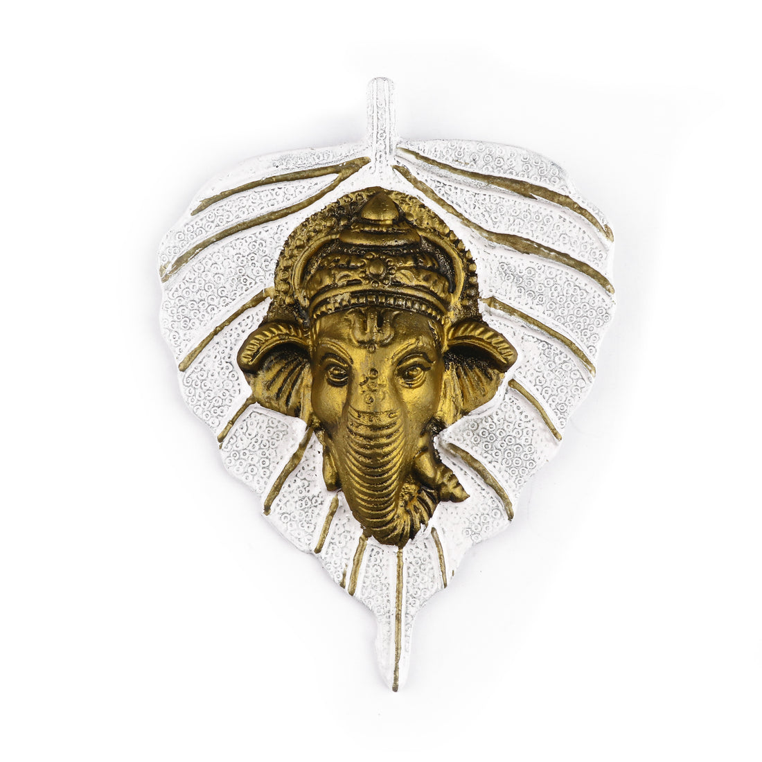 1 Pc Lord Ganesh Face on Leaf Patta Wall Hanging Green
