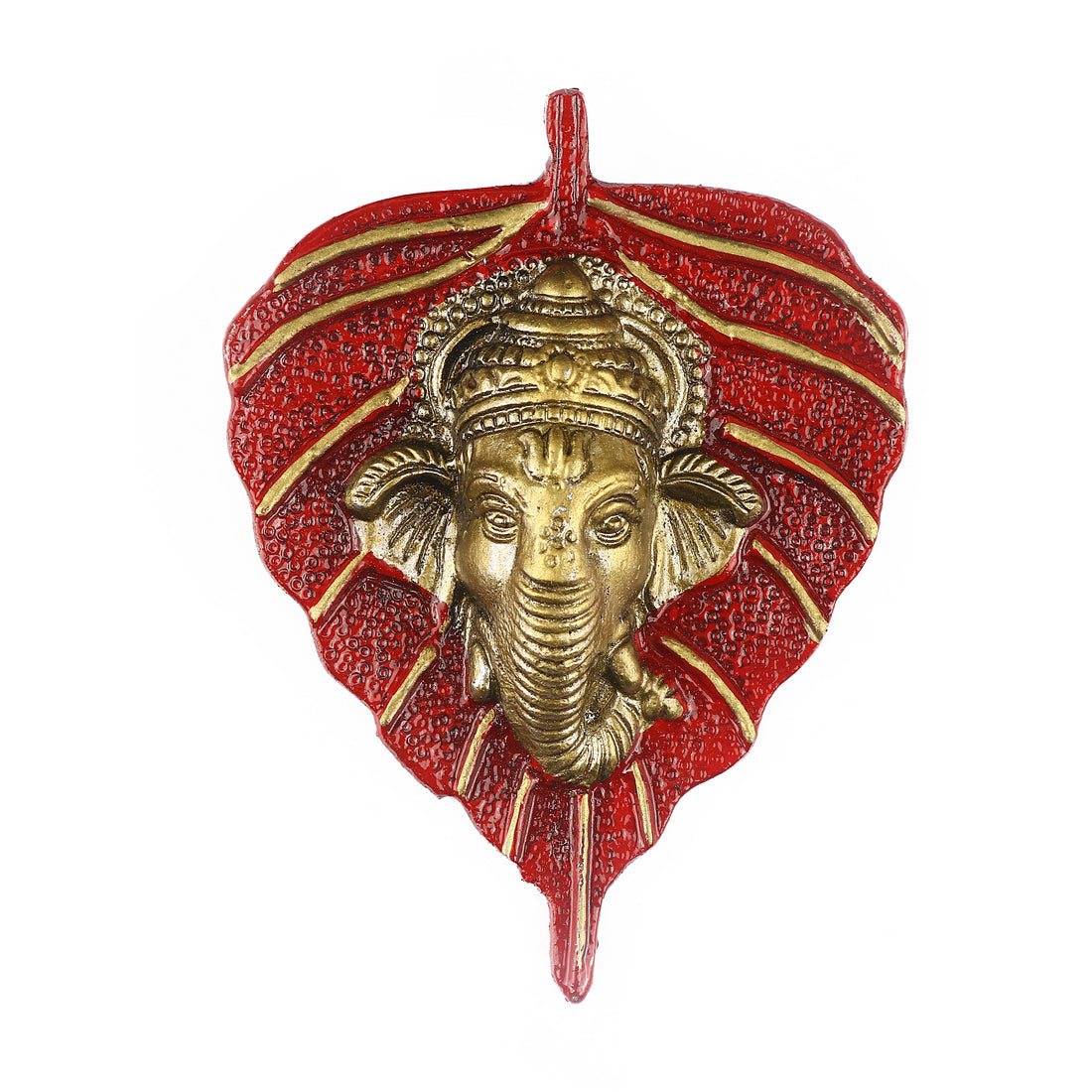 1 Pc Lord Ganesh Face on Leaf Patta Wall Hanging - Blue