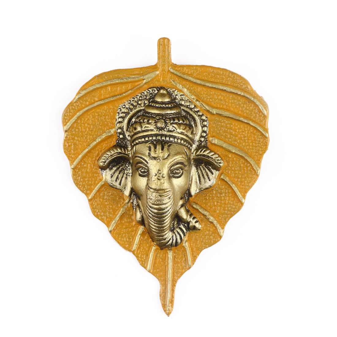 1 Pc Lord Ganesh Face on Leaf Patta Wall Hanging White