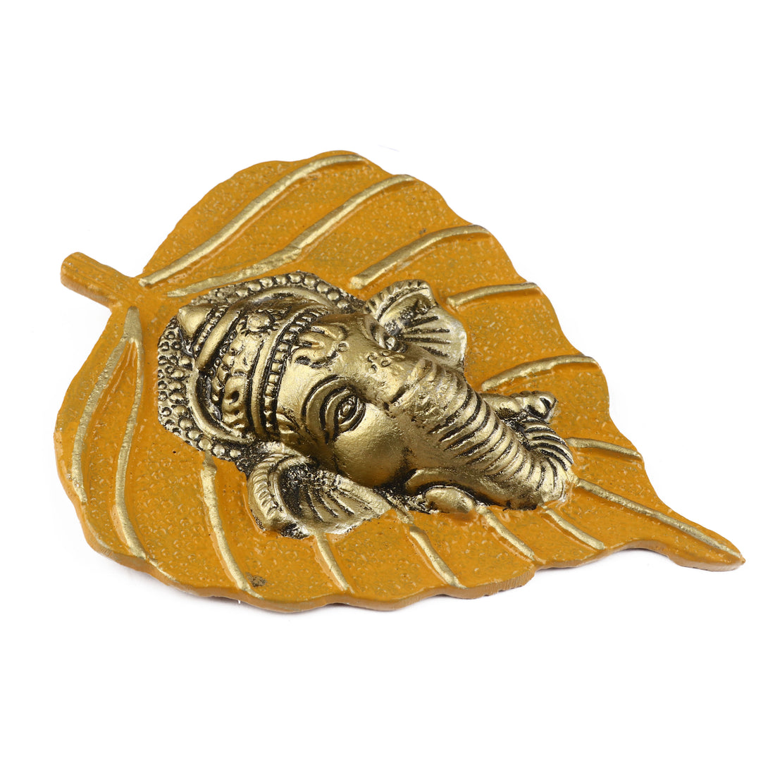 1 Pc Lord Ganesh Face on Leaf Patta Wall Hanging - Blue