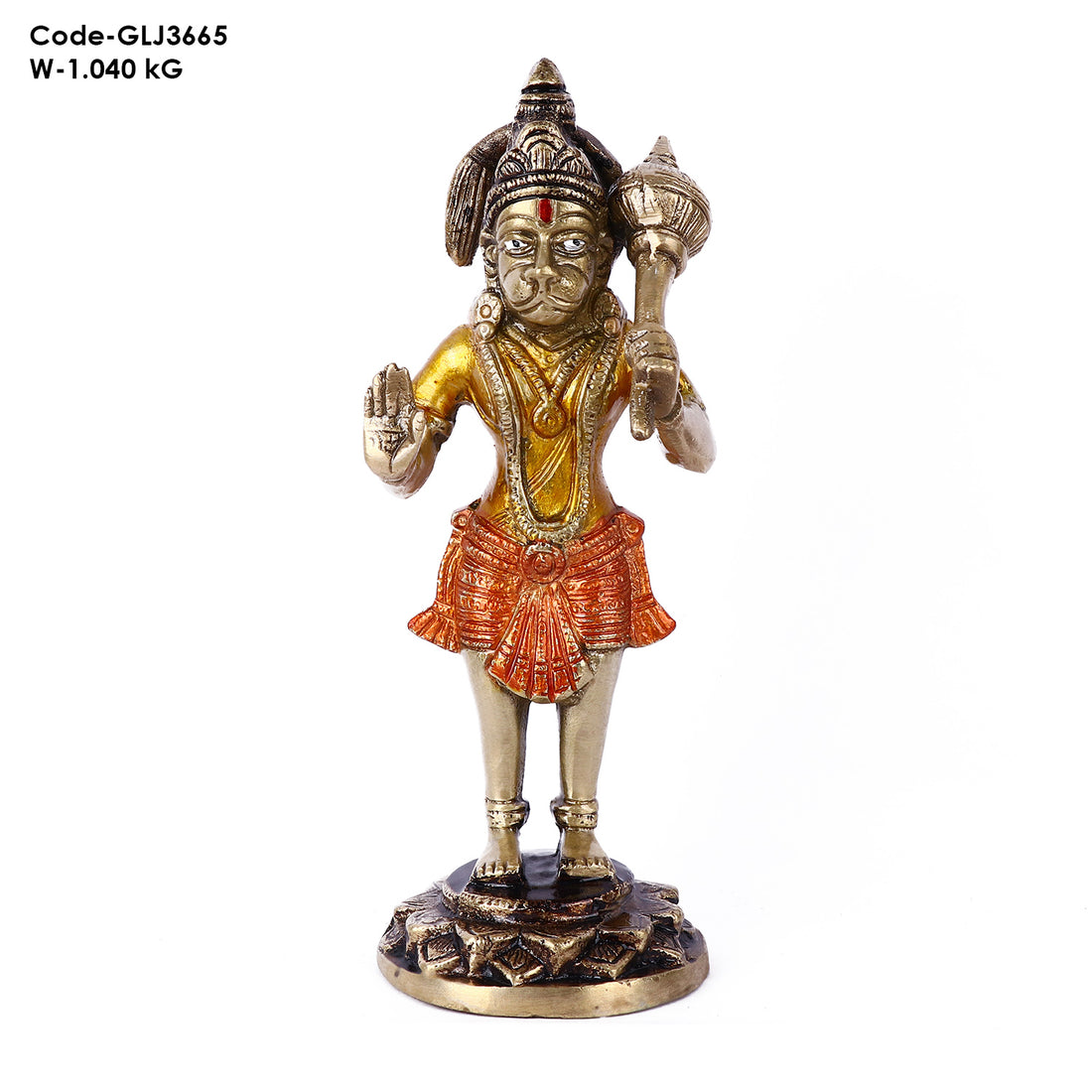 7.6 Inch Brass Standing Hanuman Ji Idol