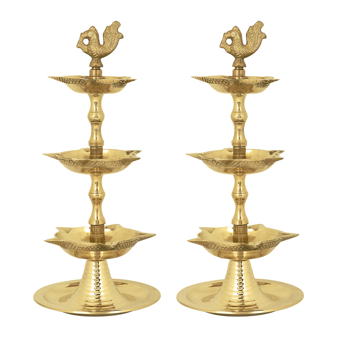 Brass 3 Step Peacock Kerala Diya