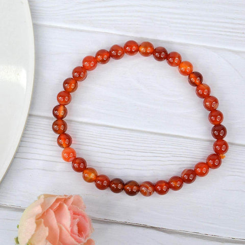 Authentic Carnelian Crystal Bracelet for Reiki Healing with 6mm Beads for Vitality and Confidence. Indiaβs Largest Pooja Accessories Brand β www.satvikstore.in