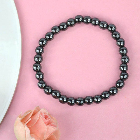 Authentic Hematite Crystal Bracelet for Reiki Healing with 6mm Beads for Grounding and Balance. Indiaβs Largest Pooja Accessories Brand β www.satvikstore.in