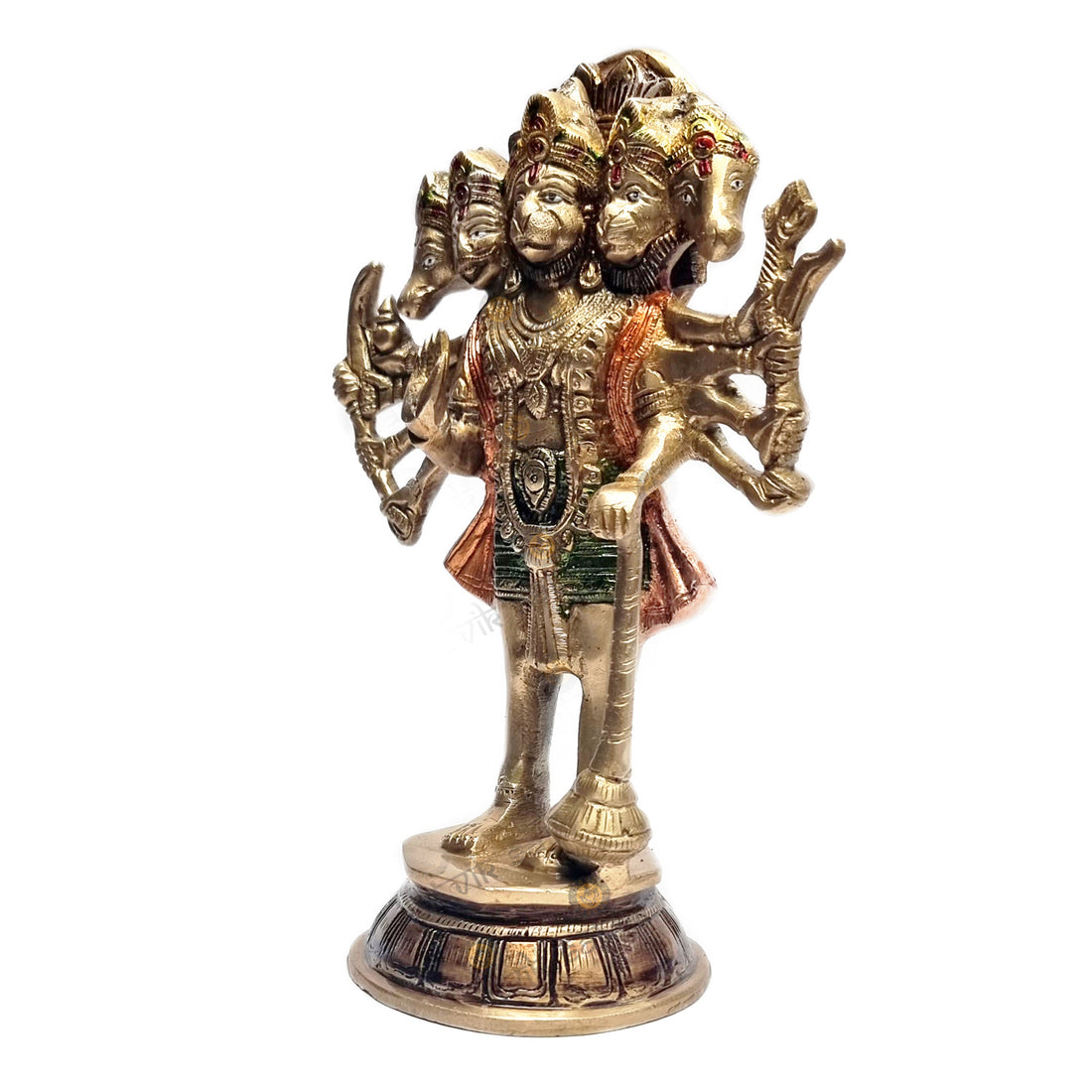 10.2 Inch Handcrafts Brass Panchmukhi Hanuman Standing Statue