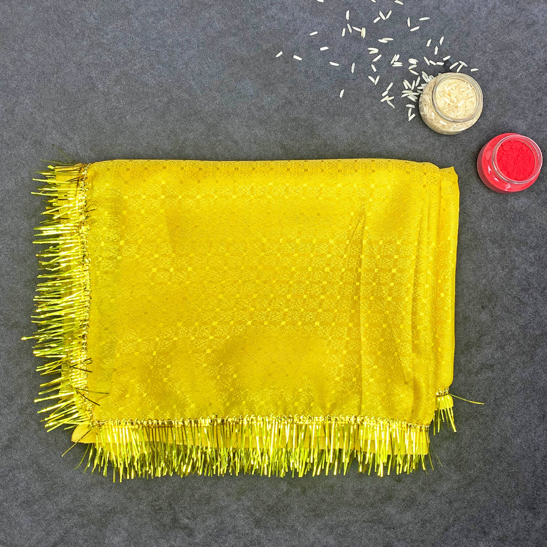 Yellow Mata ki Chunari/Shawl 184.1 x 104.1cm (72.5*41inch)