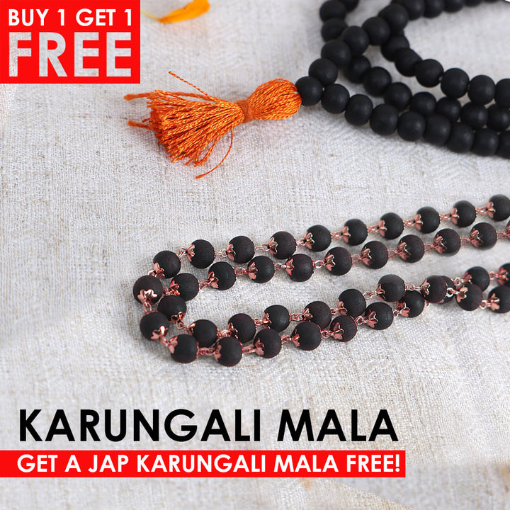 100% Original Govt. Certified 8mm Karungali Mala with Copper Capping for Spiritual Protection. India’s Largest Pooja Accessories Brand - www.satvikstore.in