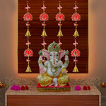 Attractive 1 Tier Lotus with Bells Wall Hanging Backdrop (4Pair Latkans)