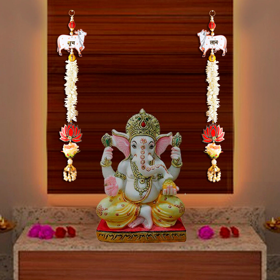 Auspicious Cow Shubh Labh Side Wall Hangings (Color-Assorted)