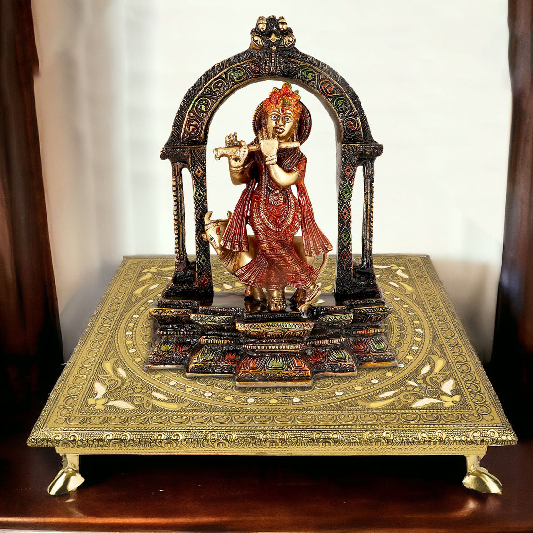 Vibrant Traditions: Meenakari-Embellished Worship Chowki