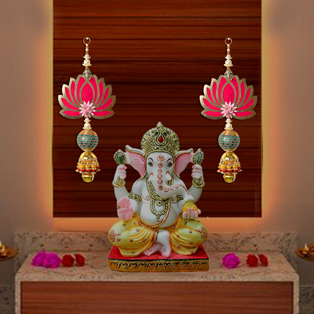 Elegant Lotus with Bell Side Wall Hangings