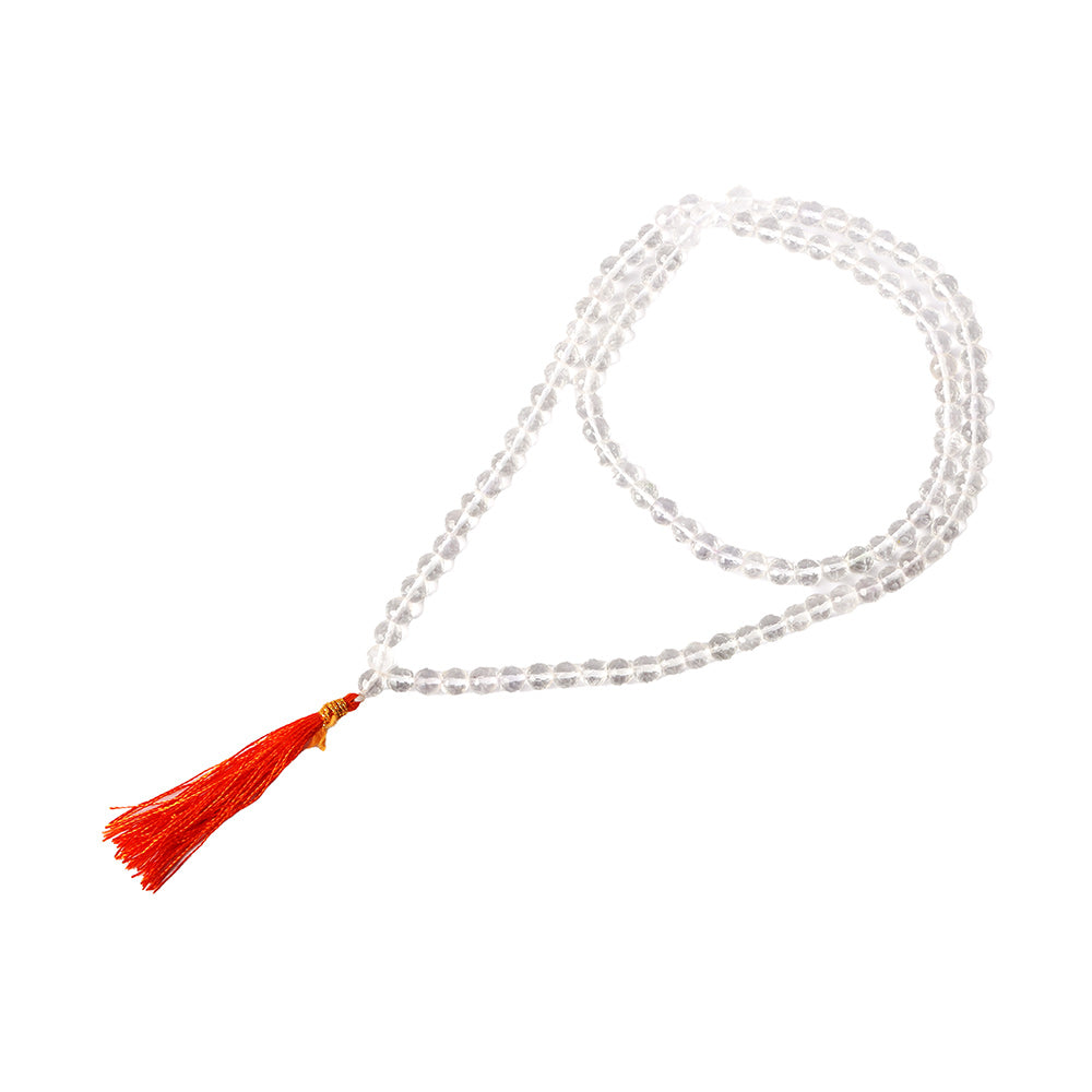 Sphatik Diamond Cut Clear Quartz Crystal 108 Beads Jaap Mala