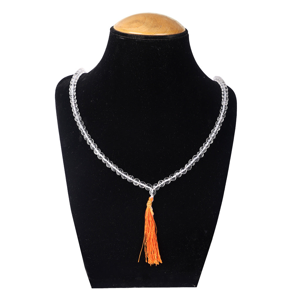 Sphatik Diamond Cut Clear Quartz Crystal 108 Beads Jaap Mala
