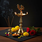 7.6 Inch Pure Brass Peacock Kerala Diya