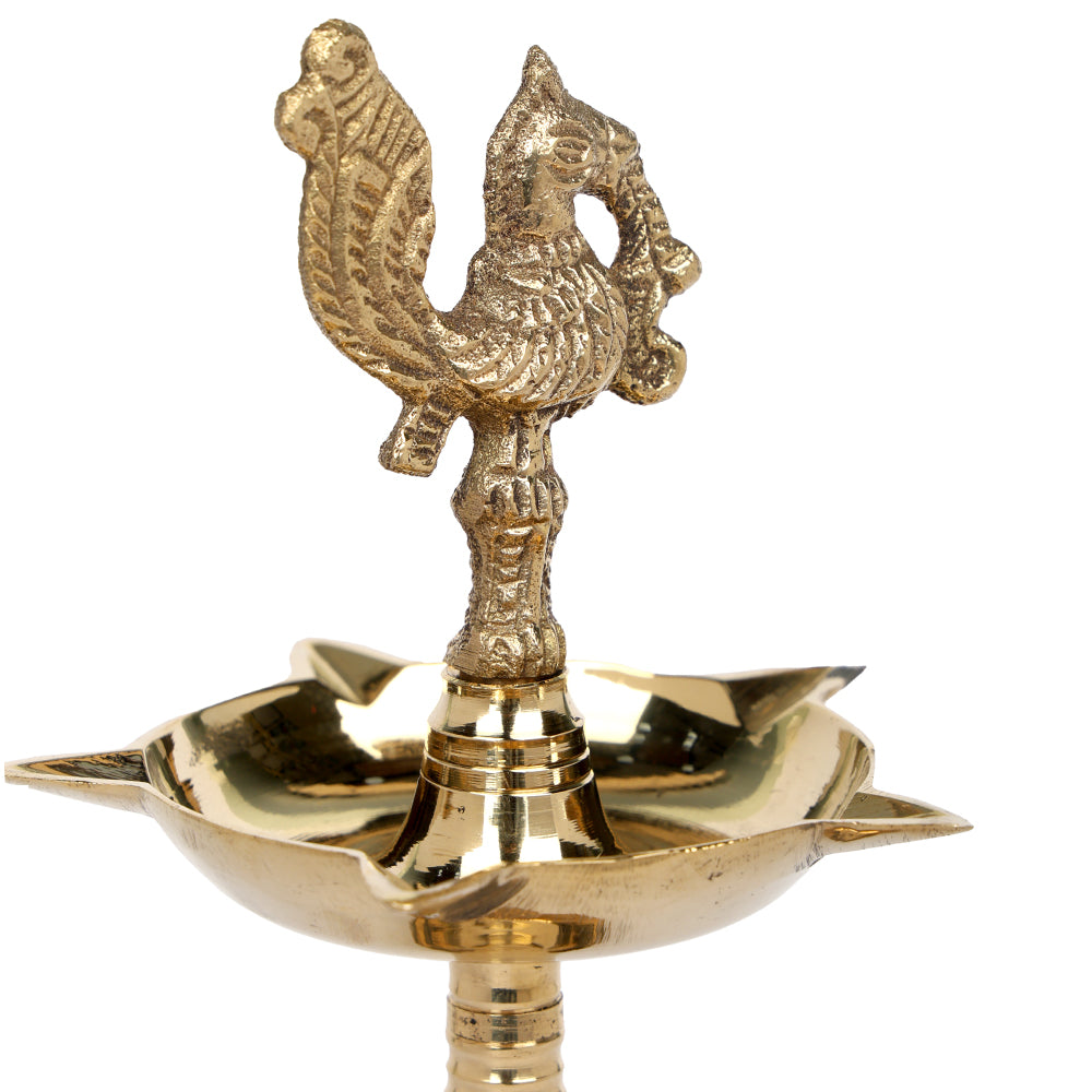 7.6 Inch Pure Brass Peacock Kerala Diya