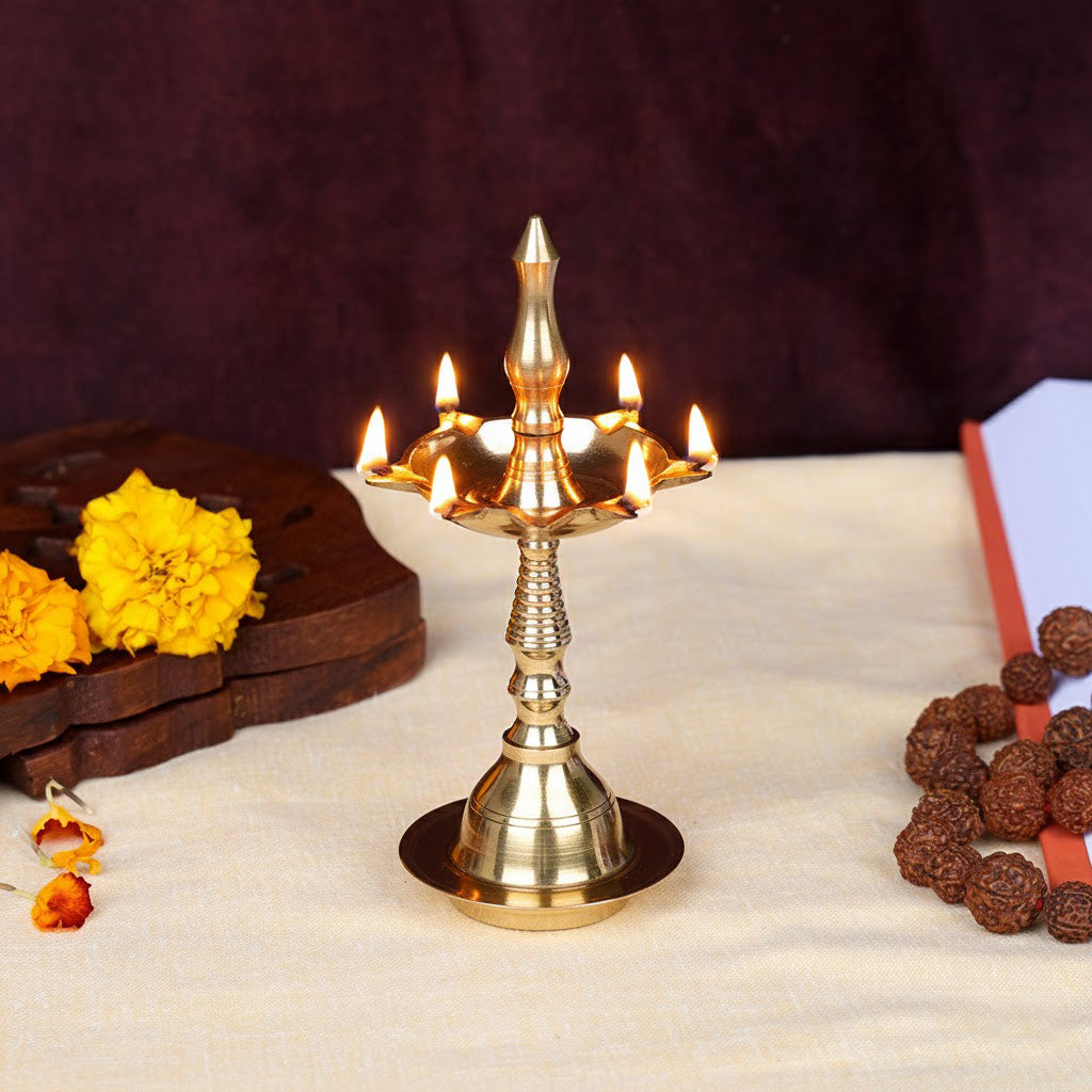 5.5-6 Inch Beautiful Brass Kerala Inauguration Diya Deepam