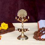 6.1 Inch Brass Flying Peacock 2 Step Kerala Samai Deepam