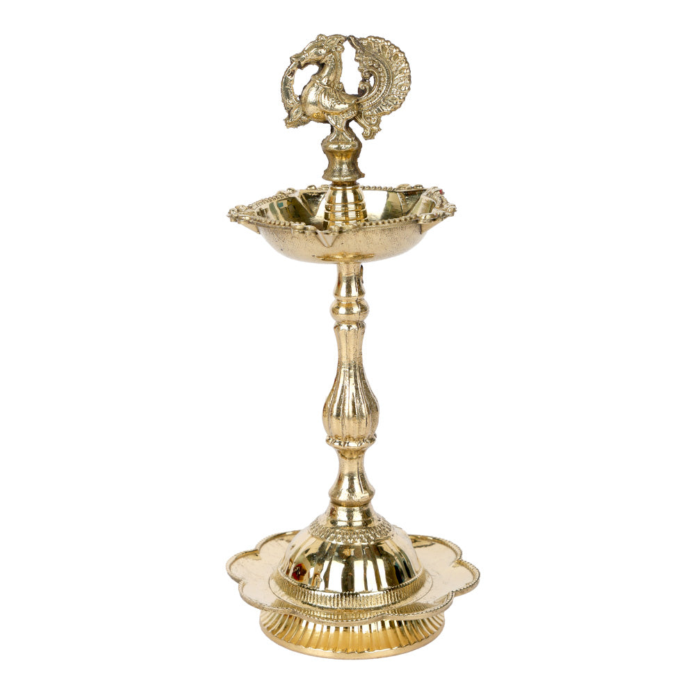 6 Inch Pure Brass Peacock Kerala Diya