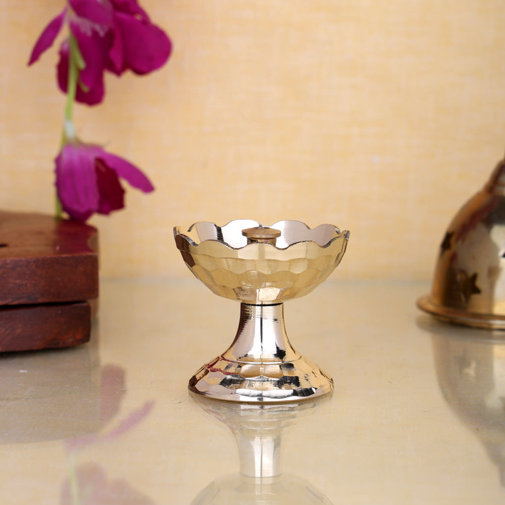 Brass Flower-Shaped Payali Diya