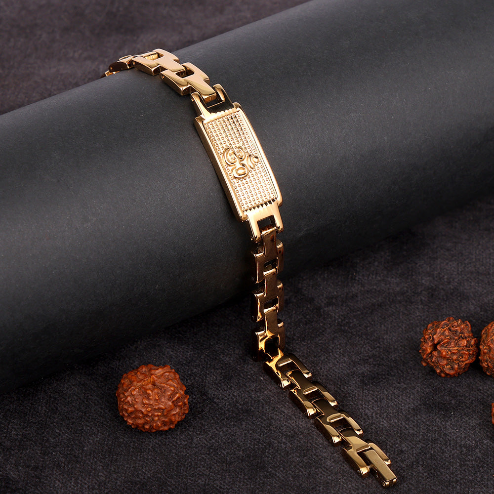 Om Bracelet Gold Plated Minimal Spiritual Premium IGP Coating