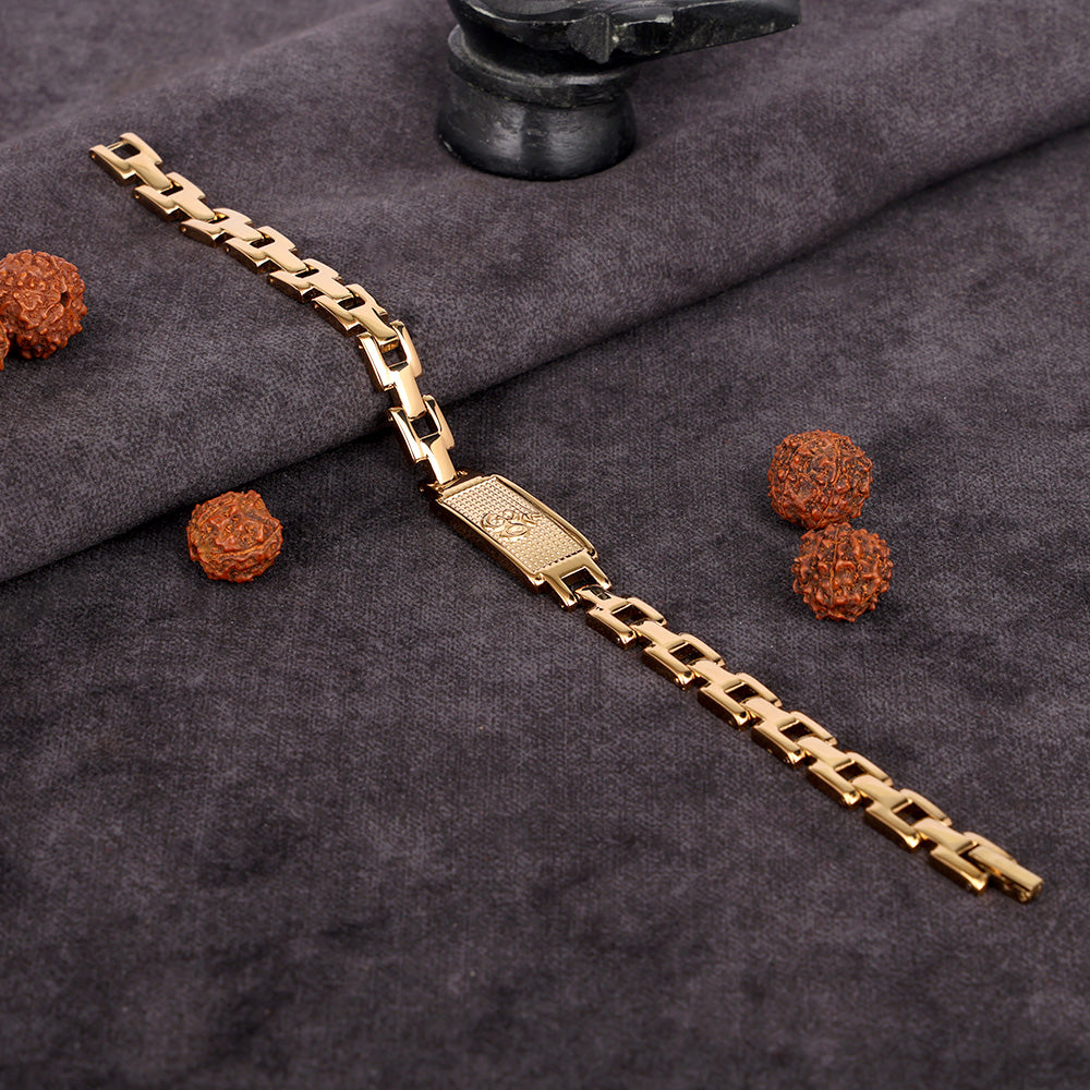 Om Bracelet Gold Plated Minimal Spiritual Premium IGP Coating