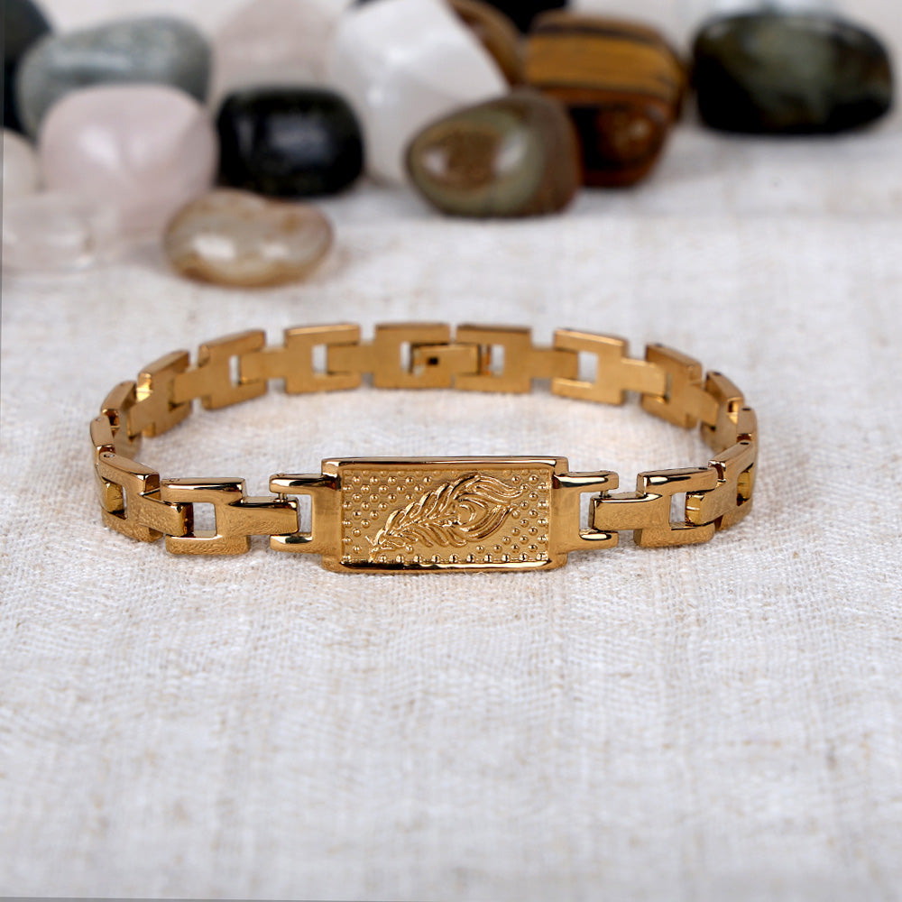 Feather Bracelet Gold Plated Premium IGP Coating
