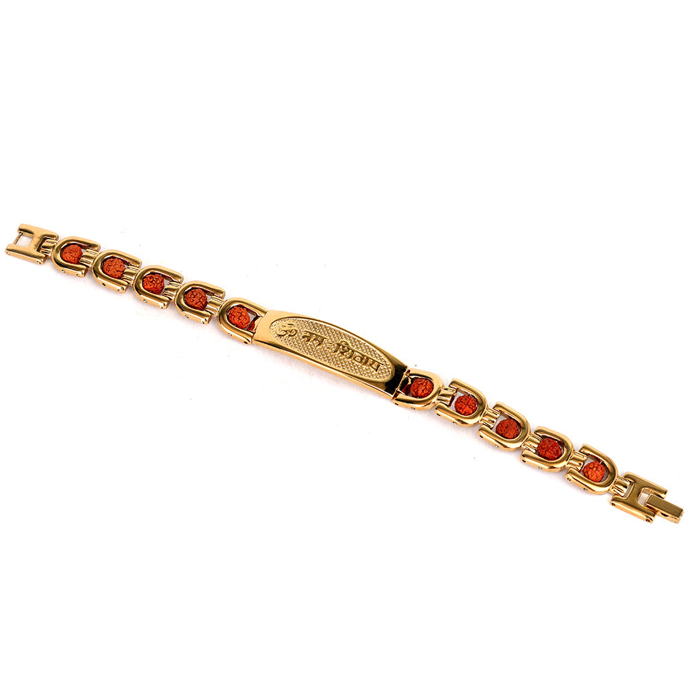 Om Namah Shivay Rudraksha Bracelet Gold Plated Premium IGP Coating